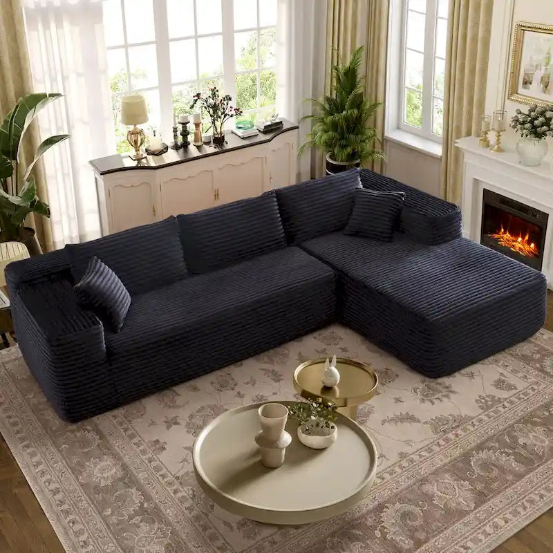 OVIOS Cozy Long Plush Chaise Sofa - No Assembly Needed 4