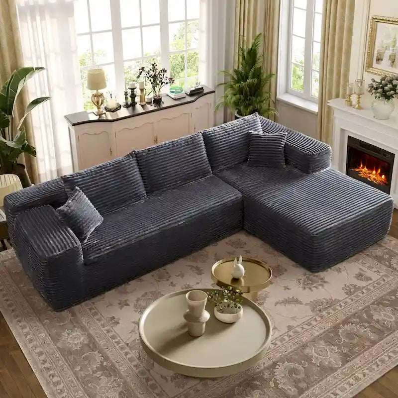 OVIOS Cozy Long Plush Chaise Sofa - No Assembly Needed 6