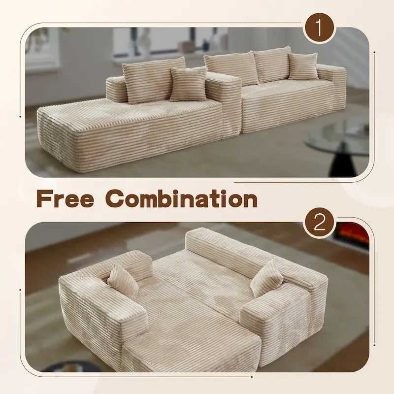 OVIOS Cozy Long Plush Chaise Sofa - No Assembly Needed 11