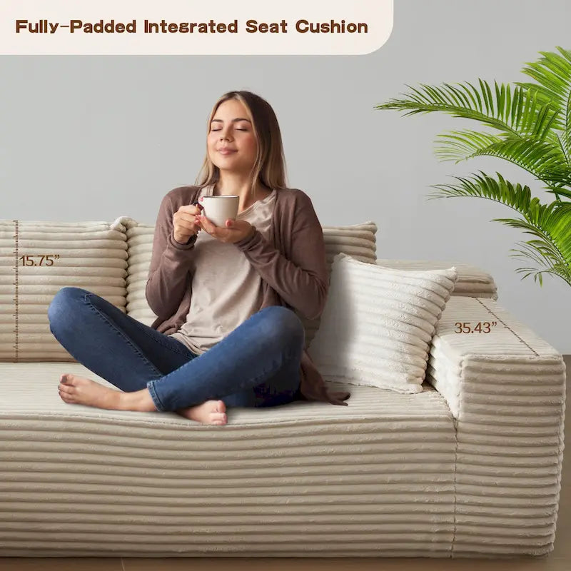 OVIOS Cozy Long Plush Chaise Sofa - No Assembly Needed 12