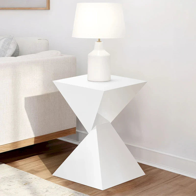 Contemporary Acrylic Accent End Table for Outdoor Use - Dimensions: 18.11"H x 12.6"W x 12.6"L 34