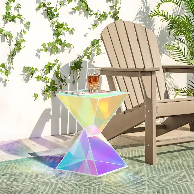 Contemporary Acrylic Accent End Table for Outdoor Use - Dimensions: 18.11"H x 12.6"W x 12.6"L 35