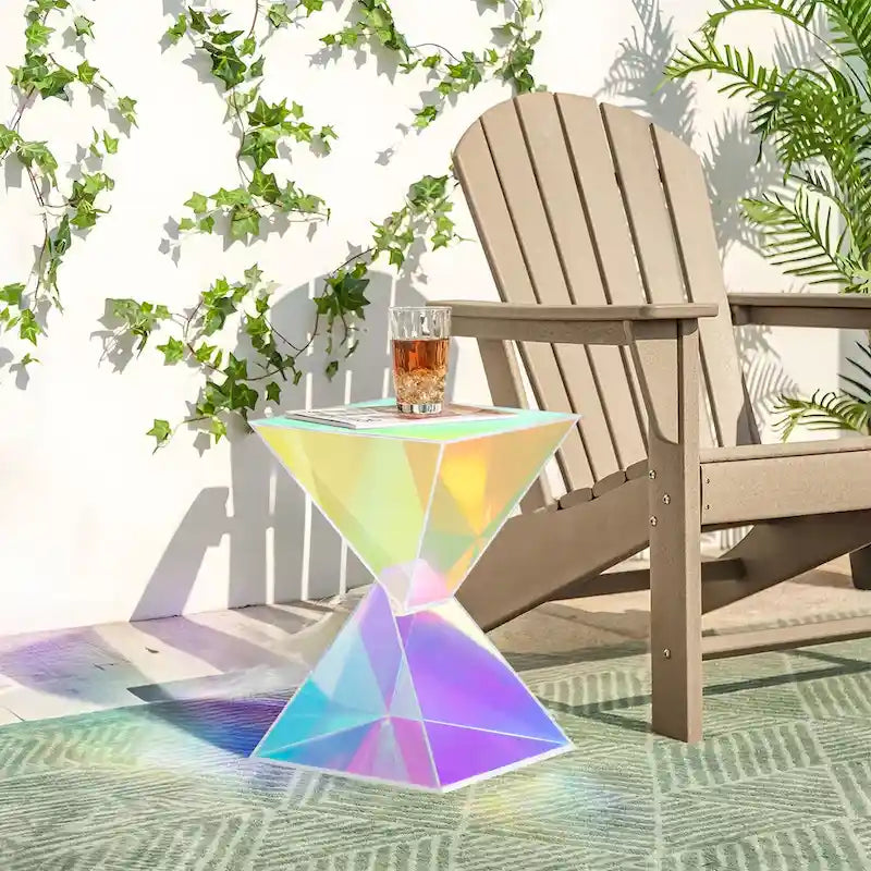 Contemporary Acrylic Accent End Table for Outdoor Use - Dimensions: 18.11"H x 12.6"W x 12.6"L 1