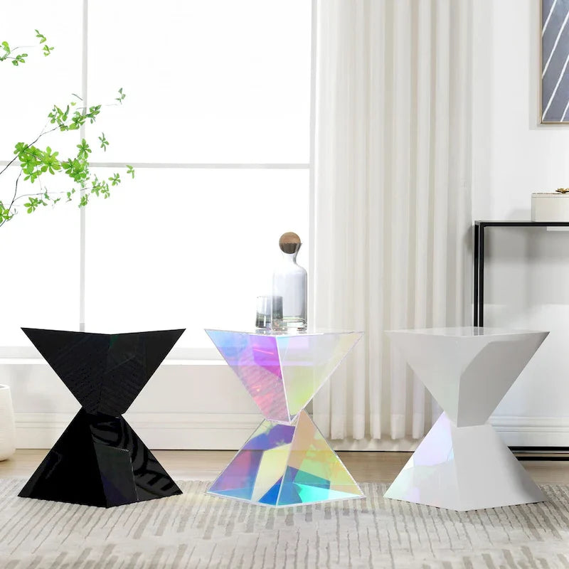 Contemporary Acrylic Accent End Table for Outdoor Use - Dimensions: 18.11"H x 12.6"W x 12.6"L 2