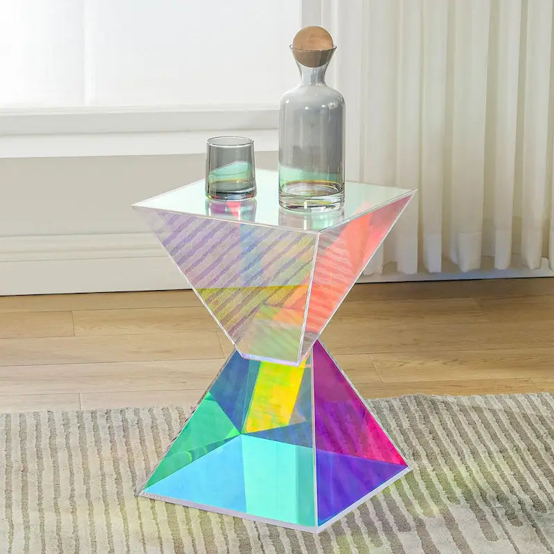 Contemporary Acrylic Accent End Table for Outdoor Use - Dimensions: 18.11"H x 12.6"W x 12.6"L 5