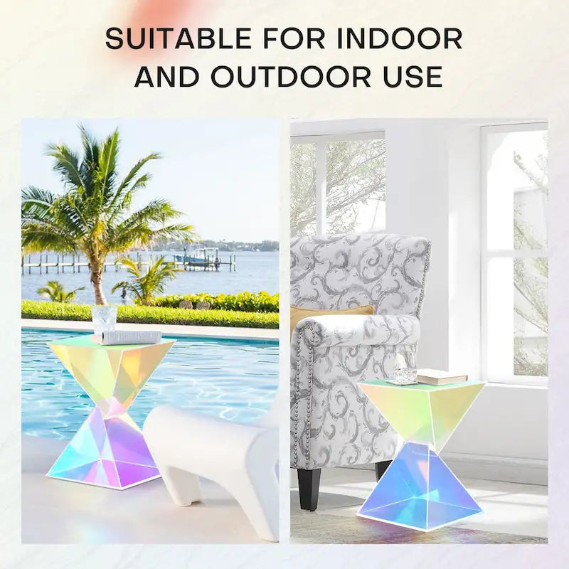 Contemporary Acrylic Accent End Table for Outdoor Use - Dimensions: 18.11"H x 12.6"W x 12.6"L 8