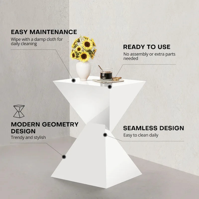 Contemporary Acrylic Accent End Table for Outdoor Use - Dimensions: 18.11"H x 12.6"W x 12.6"L 10