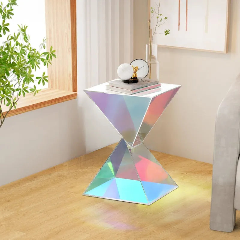 Contemporary Acrylic Accent End Table for Outdoor Use - Dimensions: 18.11"H x 12.6"W x 12.6"L 15