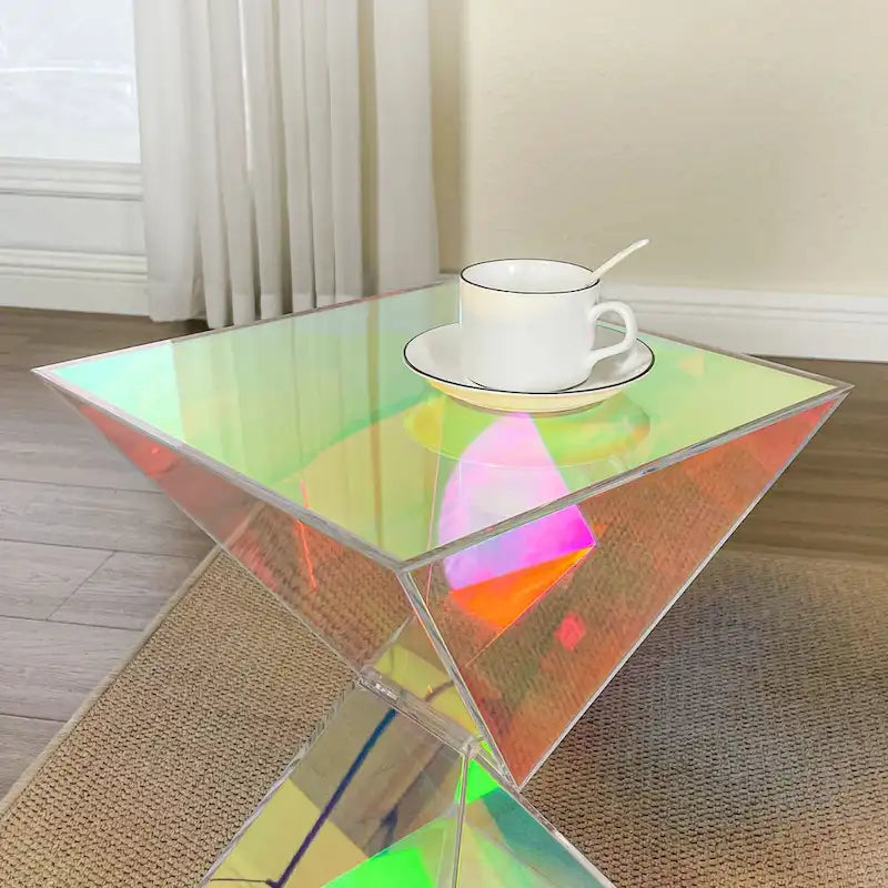 Contemporary Acrylic Accent End Table for Outdoor Use - Dimensions: 18.11"H x 12.6"W x 12.6"L 17