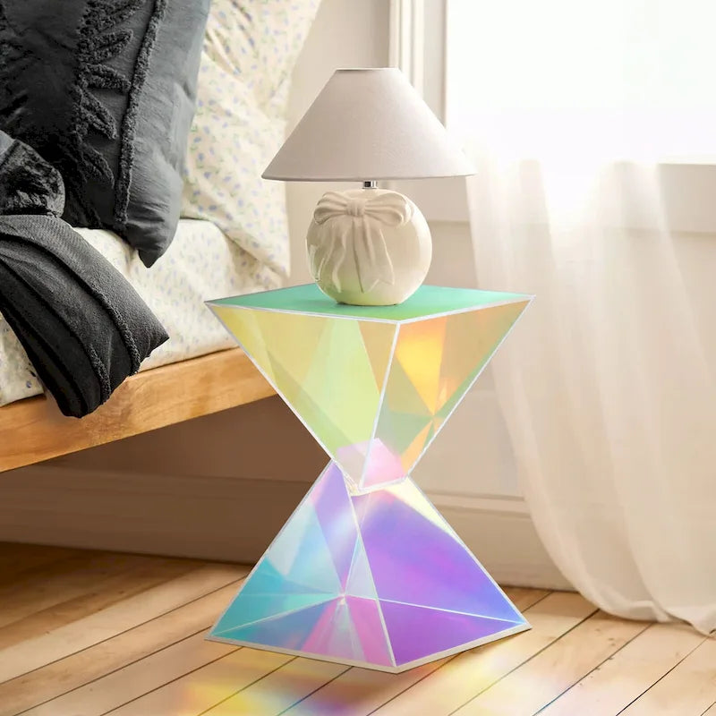 Contemporary Acrylic Accent End Table for Outdoor Use - Dimensions: 18.11"H x 12.6"W x 12.6"L 22