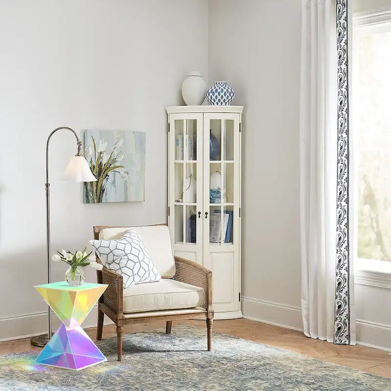 Contemporary Acrylic Accent End Table for Outdoor Use - Dimensions: 18.11"H x 12.6"W x 12.6"L 23