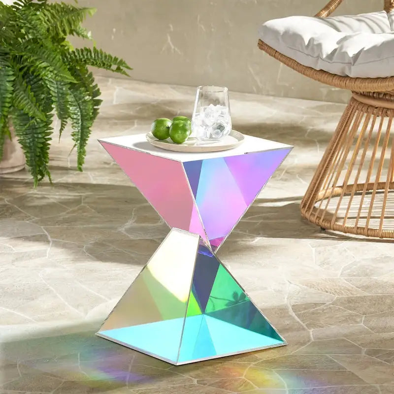 Contemporary Acrylic Accent End Table for Outdoor Use - Dimensions: 18.11"H x 12.6"W x 12.6"L 24