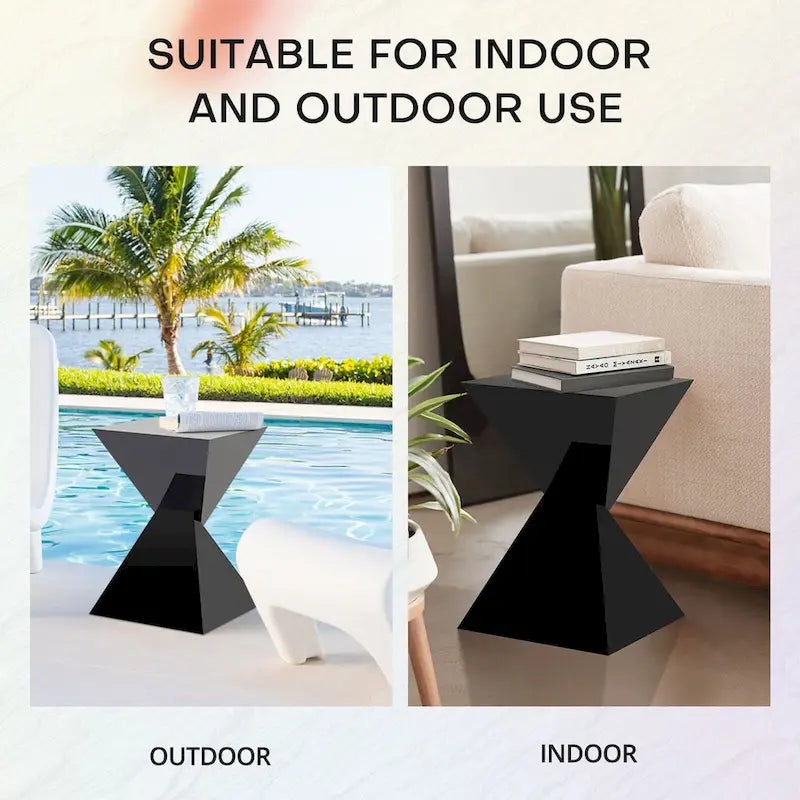 Contemporary Acrylic Accent End Table for Outdoor Use - Dimensions: 18.11"H x 12.6"W x 12.6"L 27