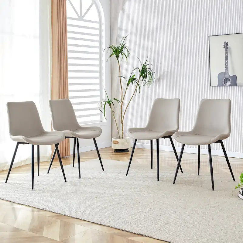 Set of 4 Modern Artificial Leather Dining Chairs for Kitchen 26