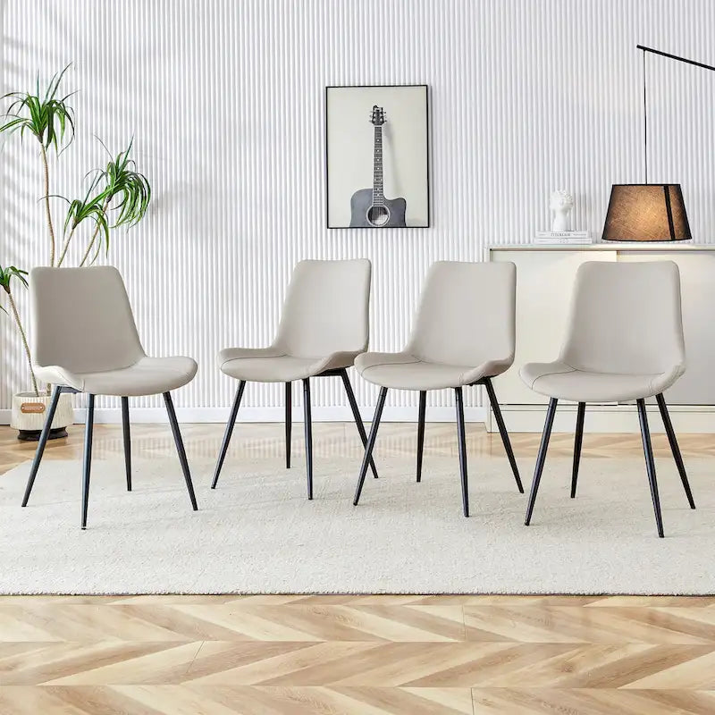 Set of 4 Modern Artificial Leather Dining Chairs for Kitchen 1