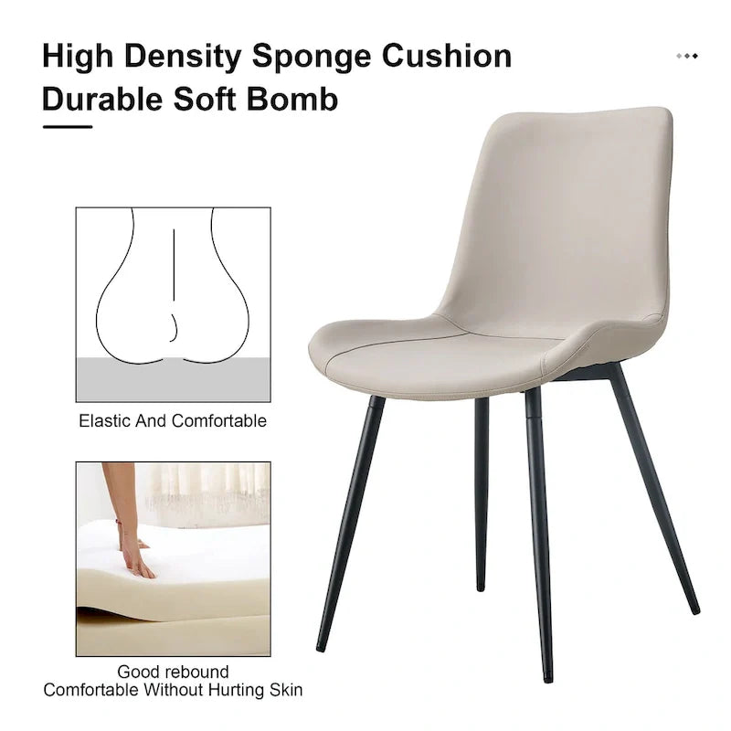 Set of 4 Modern Artificial Leather Dining Chairs for Kitchen 3