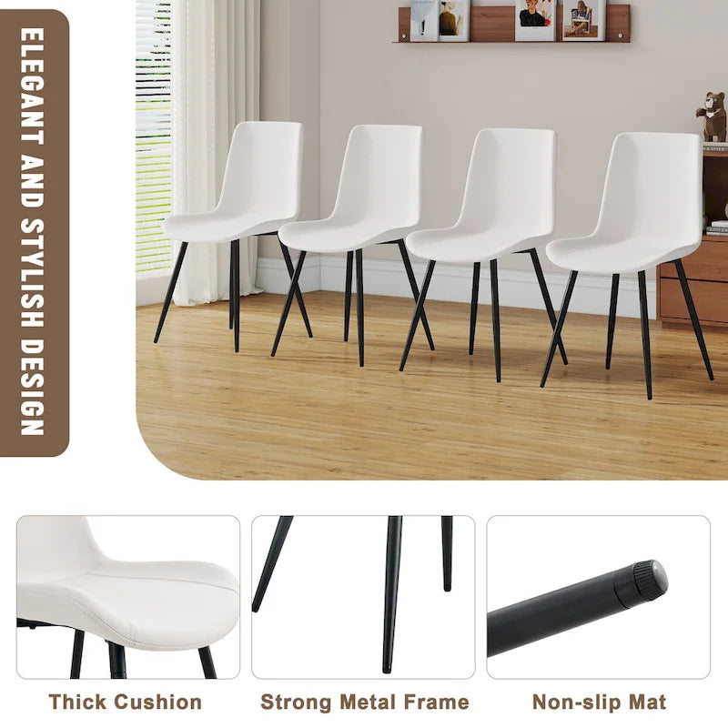 Set of 4 Modern Artificial Leather Dining Chairs for Kitchen 6