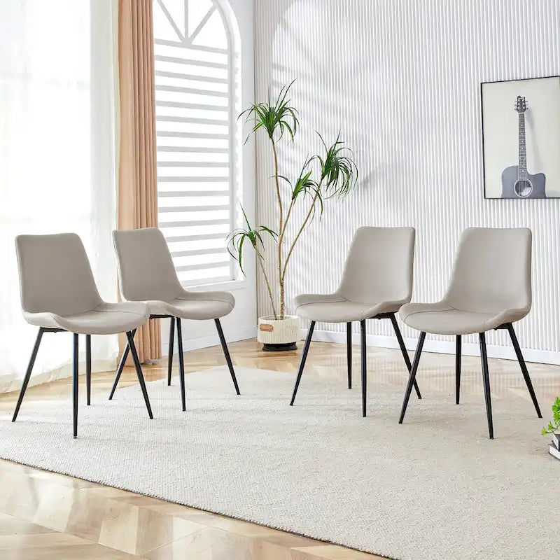 Set of 4 Modern Artificial Leather Dining Chairs for Kitchen 15
