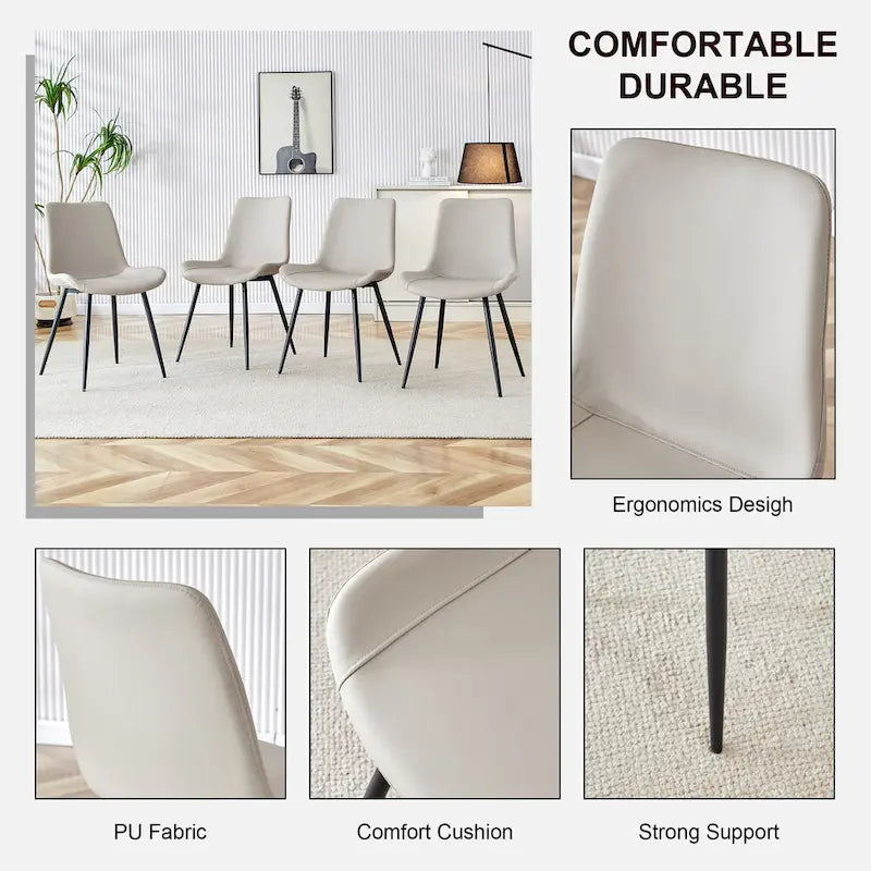 Set of 4 Modern Artificial Leather Dining Chairs for Kitchen 16