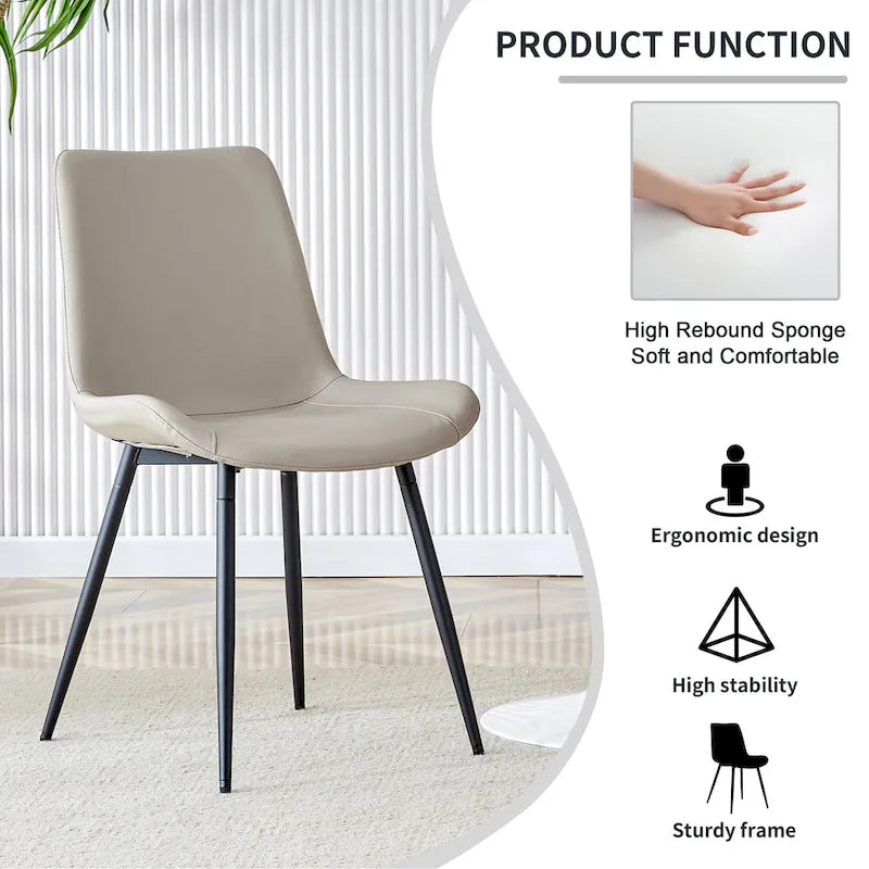 Set of 4 Modern Artificial Leather Dining Chairs for Kitchen 17
