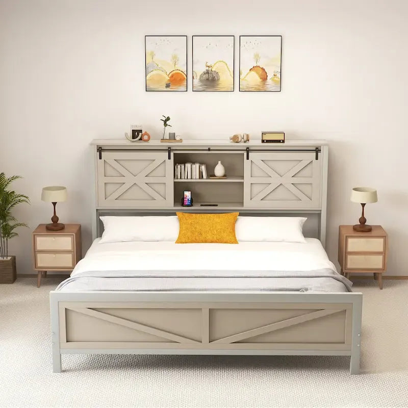 Moasis Farmhouse Oak Bed Frame - Available in Queen and King Sizes 1