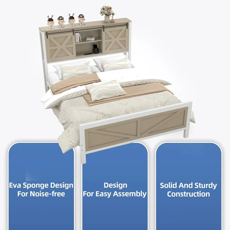 Moasis Farmhouse Oak Queen/King Size Bed Frame 5