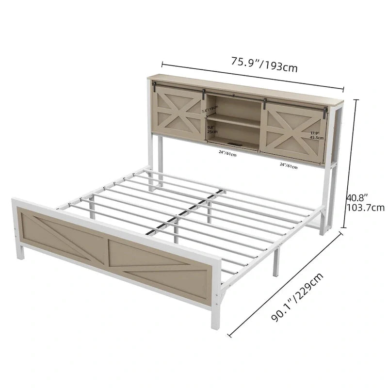 Moasis Farmhouse Oak Bed Frame - Available in Queen and King Sizes 7