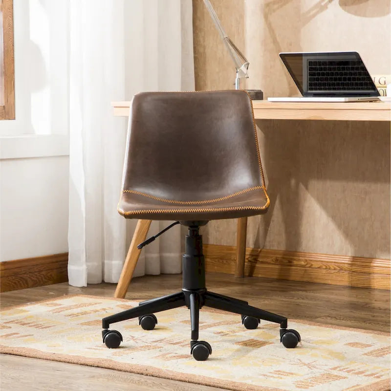 Antique Brown Faux Leather 360-Degree Swivel Office Chair with Air Lift 2
