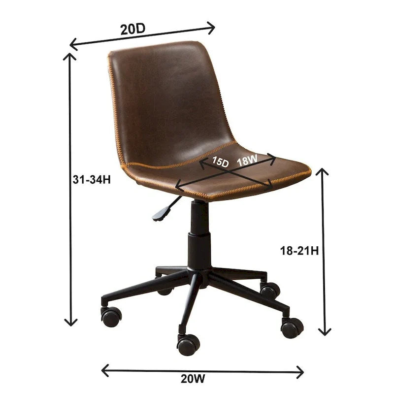Antique Brown Faux Leather 360-Degree Swivel Office Chair with Air Lift 10