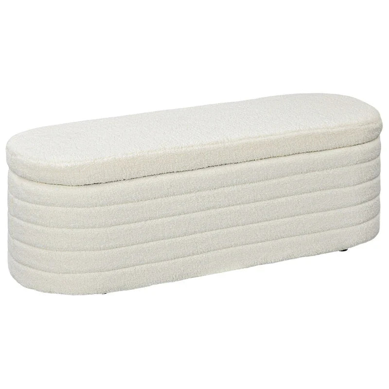 HOMCOM 46-Inch Teddy Fleece Upholstered Storage Ottoman Bench with Wood Frame – Stylish Boucle Storage Solution for Bedroom and Living Room 2