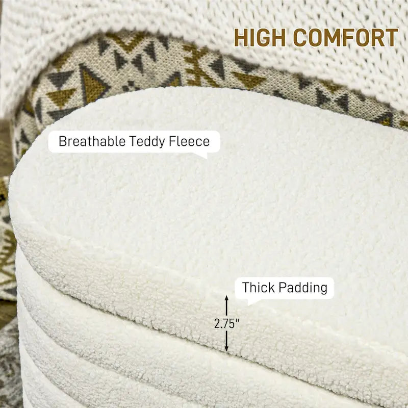 HOMCOM 46-Inch Teddy Fleece Upholstered Storage Ottoman Bench with Wood Frame – Stylish Boucle Storage Solution for Bedroom and Living Room 4