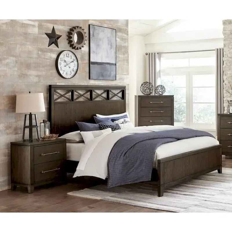 Contemporary Dark Brown 3-Piece Bedroom Set: Bed, Nightstand, and Chest 1