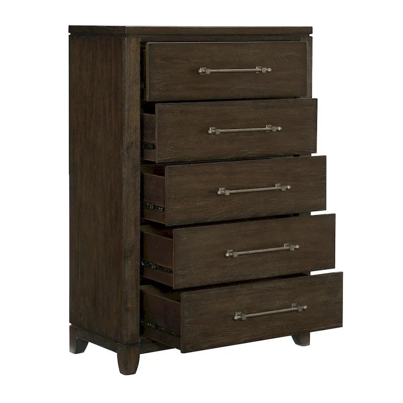 Contemporary Dark Brown 3-Piece Bedroom Set: Bed, Nightstand, and Chest 3