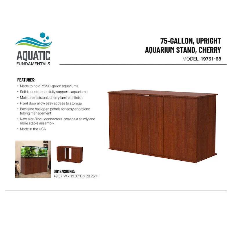 Serene Cherry Aquarium Stand for 75/90 Gallon Tanks with Enclosed Storage by Aquatic Fundamentals 3