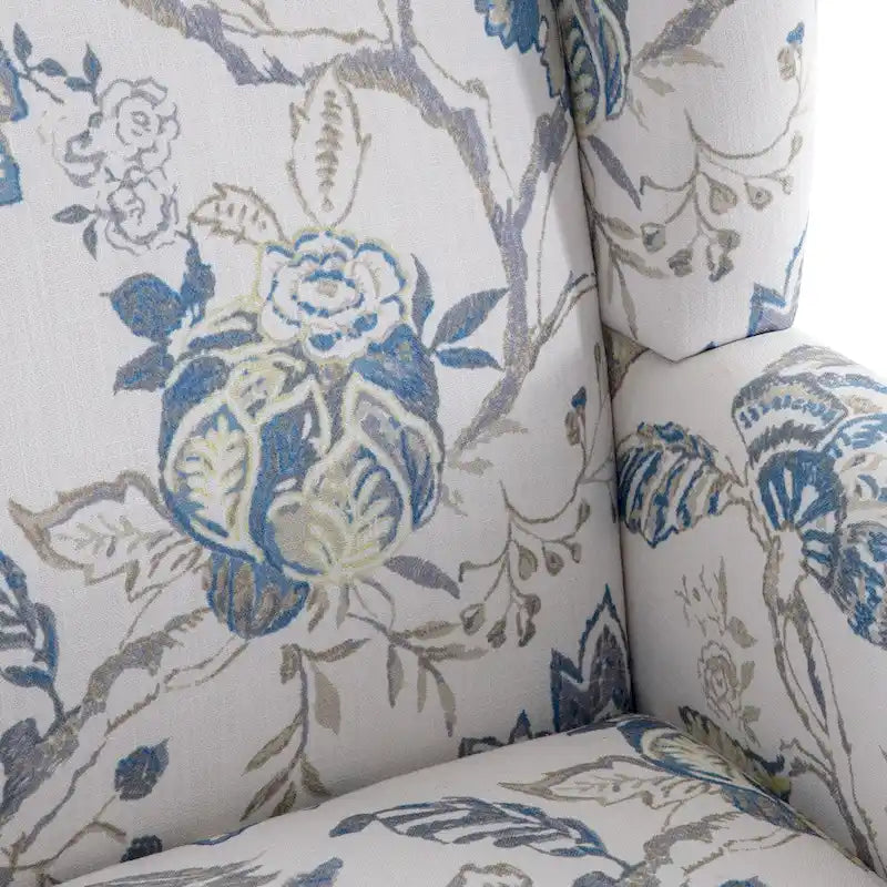 Set of 2 Accent Armchairs with Turned Legs in Blue, Beige, and Grey 16