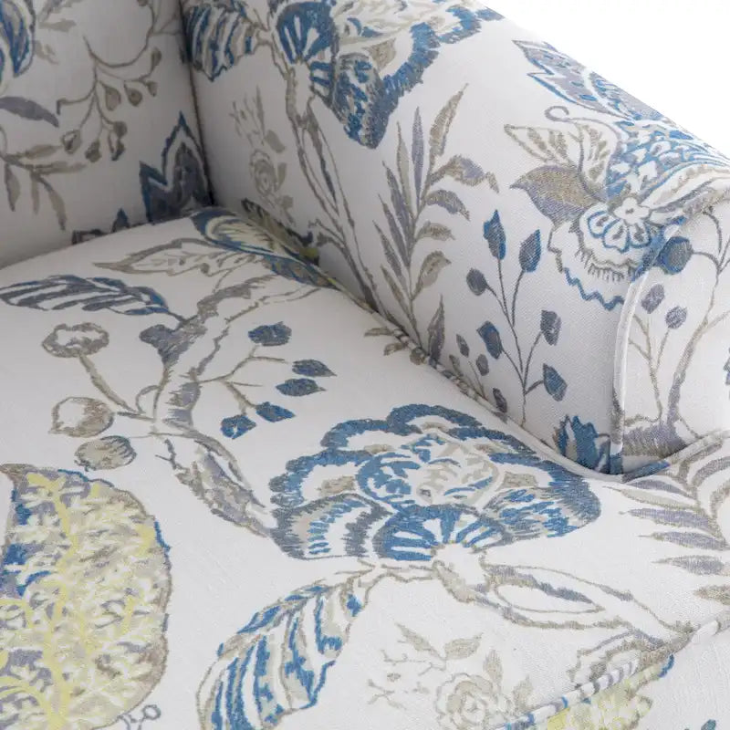 Set of 2 Accent Armchairs with Turned Legs in Blue, Beige, and Grey 17