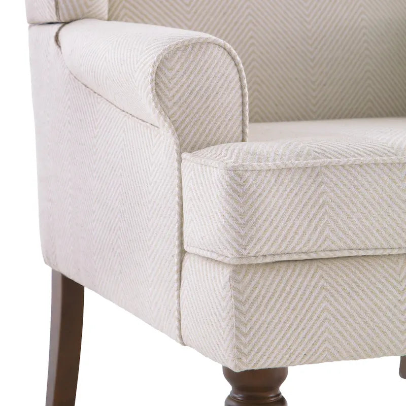 Set of 2 Accent Armchairs with Turned Legs in Blue, Beige, and Grey 29