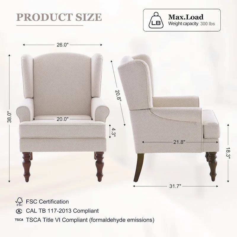 Set of 2 Accent Armchairs with Turned Legs in Blue, Beige, and Grey 32