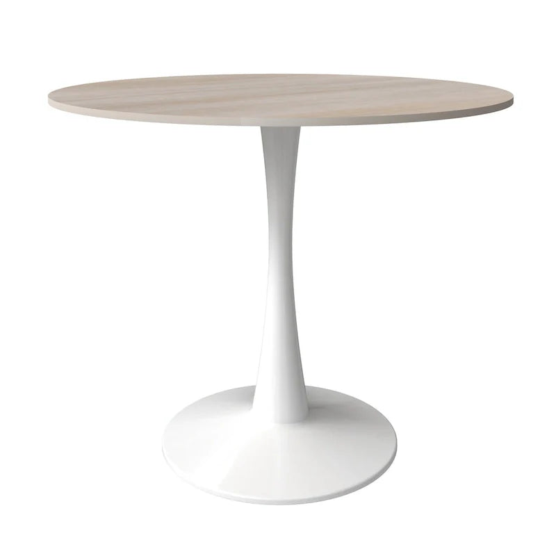 Bristol 35-Inch Round Dining Table for 4 with Sintered Stone Top and White Stainless Steel Pedestal Base 31