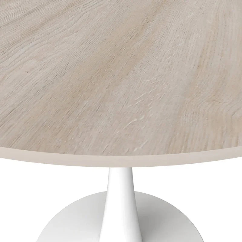 Bristol 35-Inch Round Dining Table for 4 with Sintered Stone Top and White Stainless Steel Pedestal Base 33