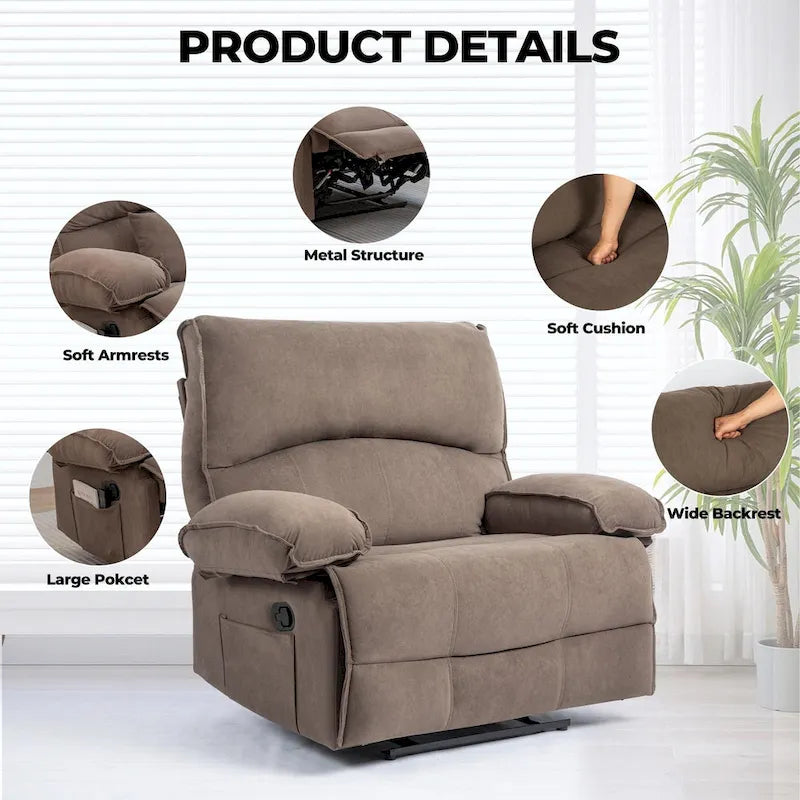 Spacious Manual Recliner Sofa Chair for Living Room 29