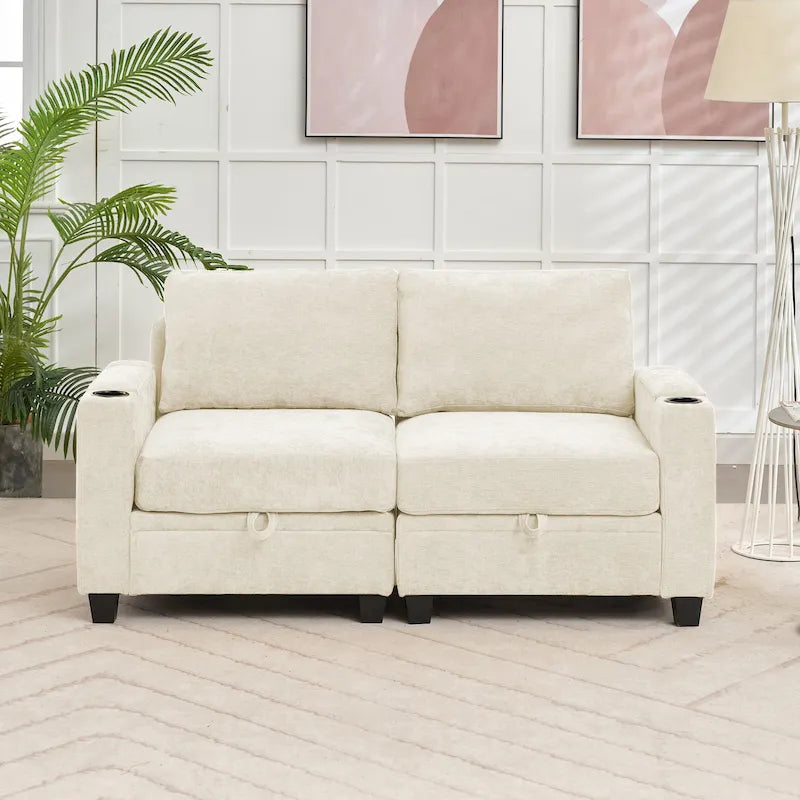 Versatile Chenille Storage Loveseat Sofa 32