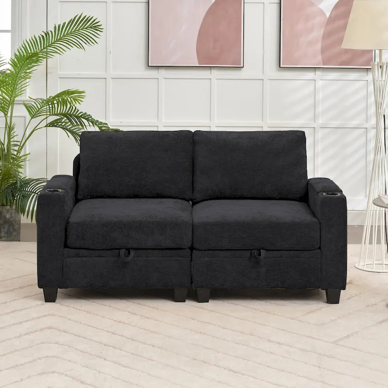 Versatile Chenille Storage Loveseat Sofa 34