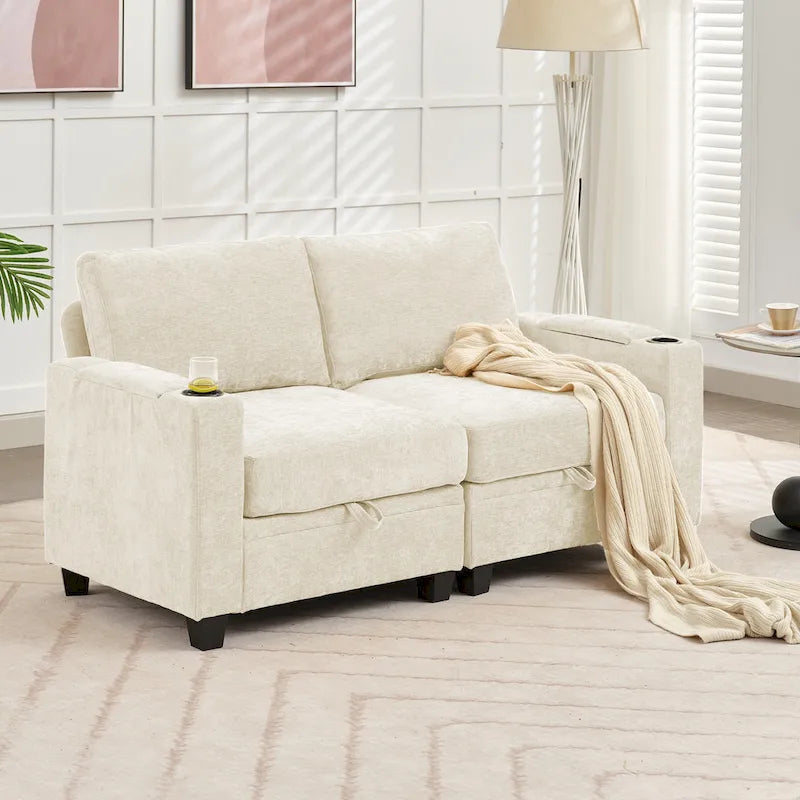 Versatile Chenille Storage Loveseat Sofa 1