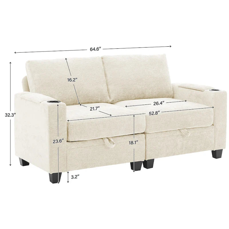 Versatile Chenille Storage Loveseat Sofa 4