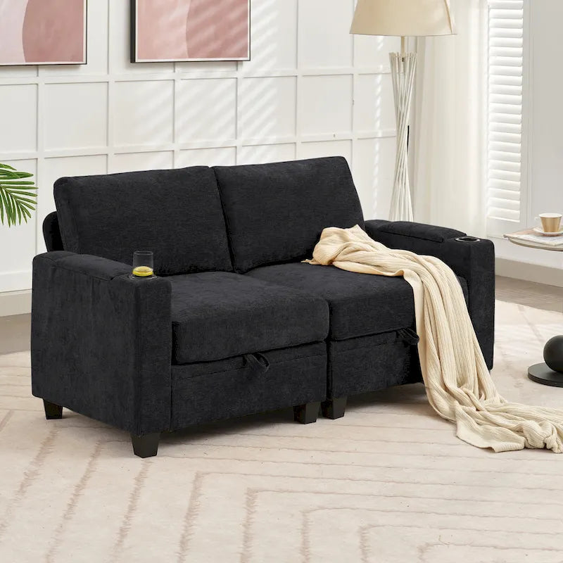 Versatile Chenille Storage Loveseat Sofa 9