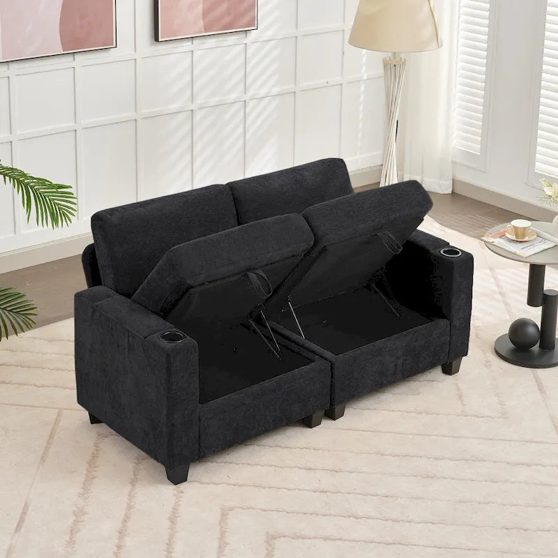 Versatile Chenille Storage Loveseat Sofa 10