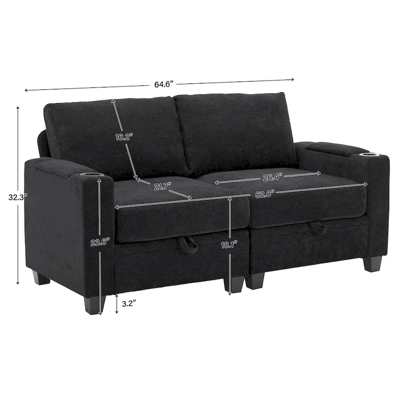 Versatile Chenille Storage Loveseat Sofa 11