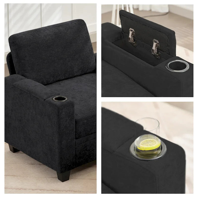 Versatile Chenille Storage Loveseat Sofa 12