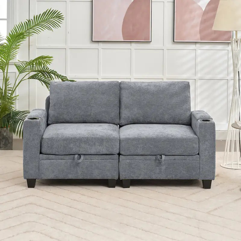 Versatile Chenille Storage Loveseat Sofa 17